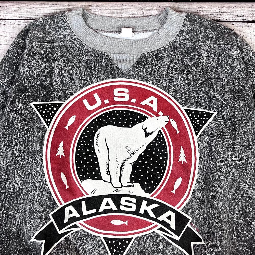 Vintage 1988 Alaska Polar Bear Animal / Nature / Tourist Crewneck - Picture 2 of 6